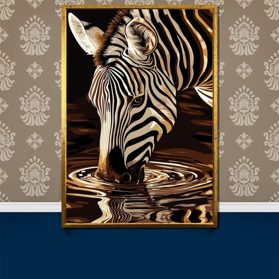 Zebra Modern Wildlife Art Print, Black and White