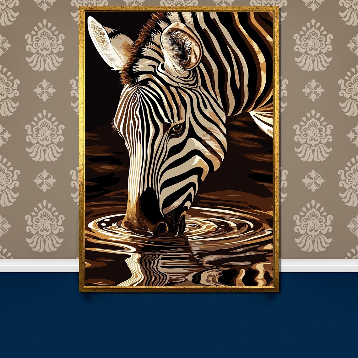 Zebra Modern Wildlife Art Print, Black and White