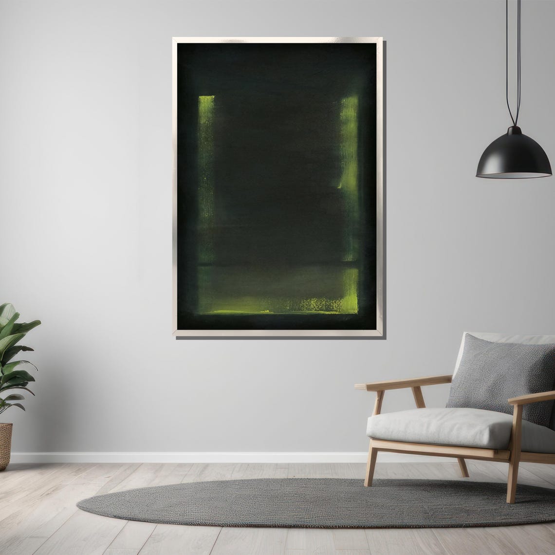 Dark Green Abstract With Subtle Lime Highlights Minimalist Wall Poster - Image 3