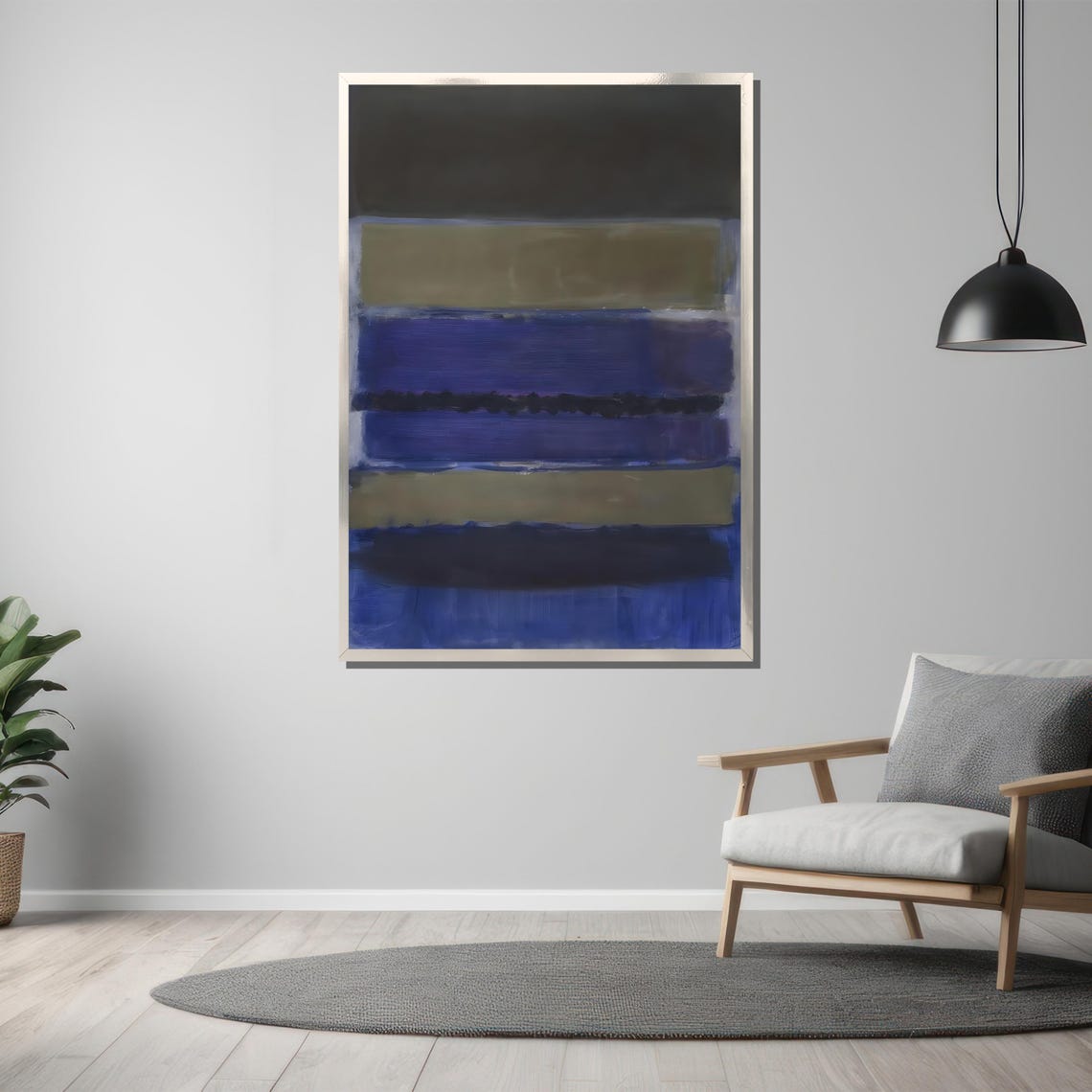 Rothko-Style Blue Gray Striped Color-Field Abstract Art Poster - Image 3