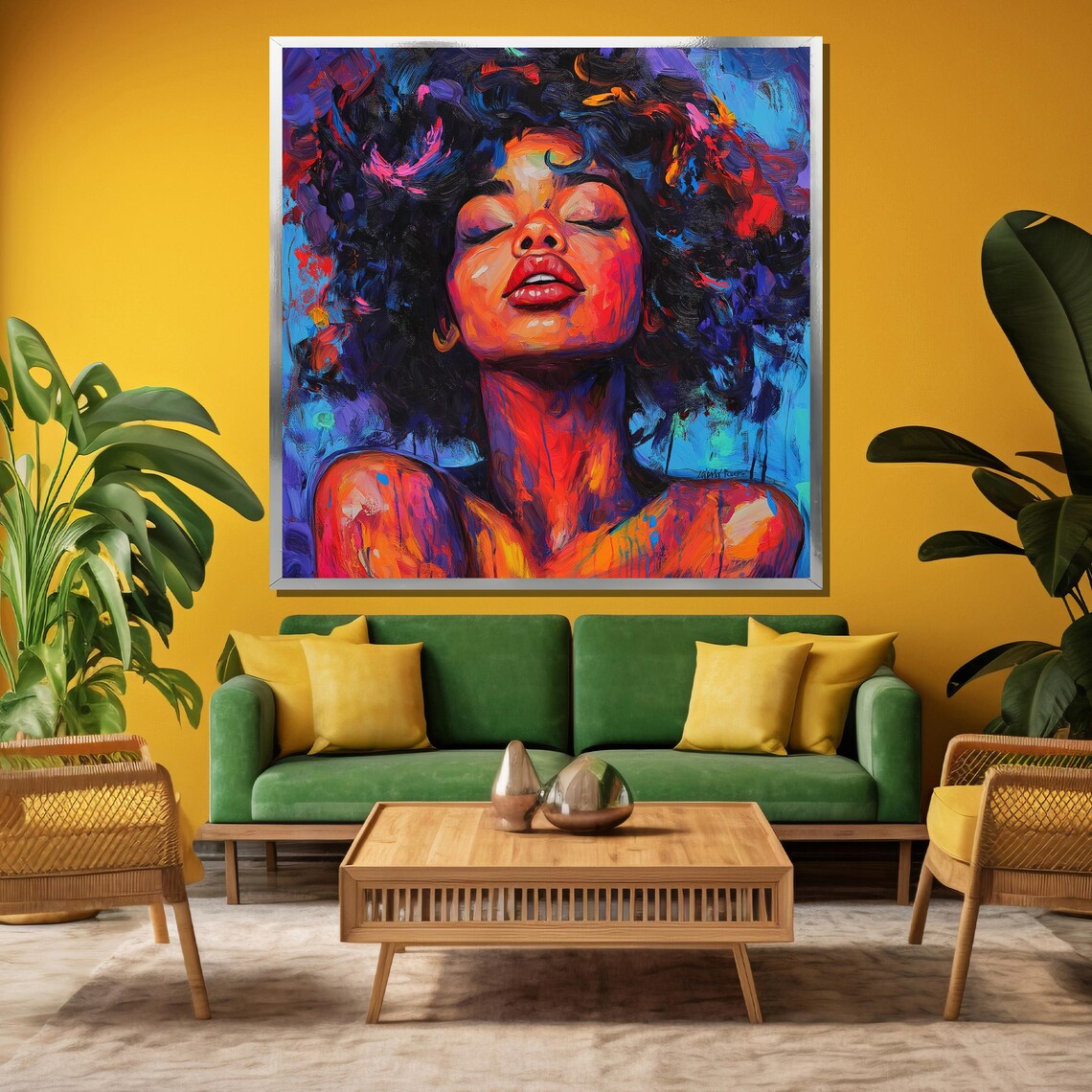 Colorful Expressionist Portrait of Afro Woman Art Wall Poster - Image 3