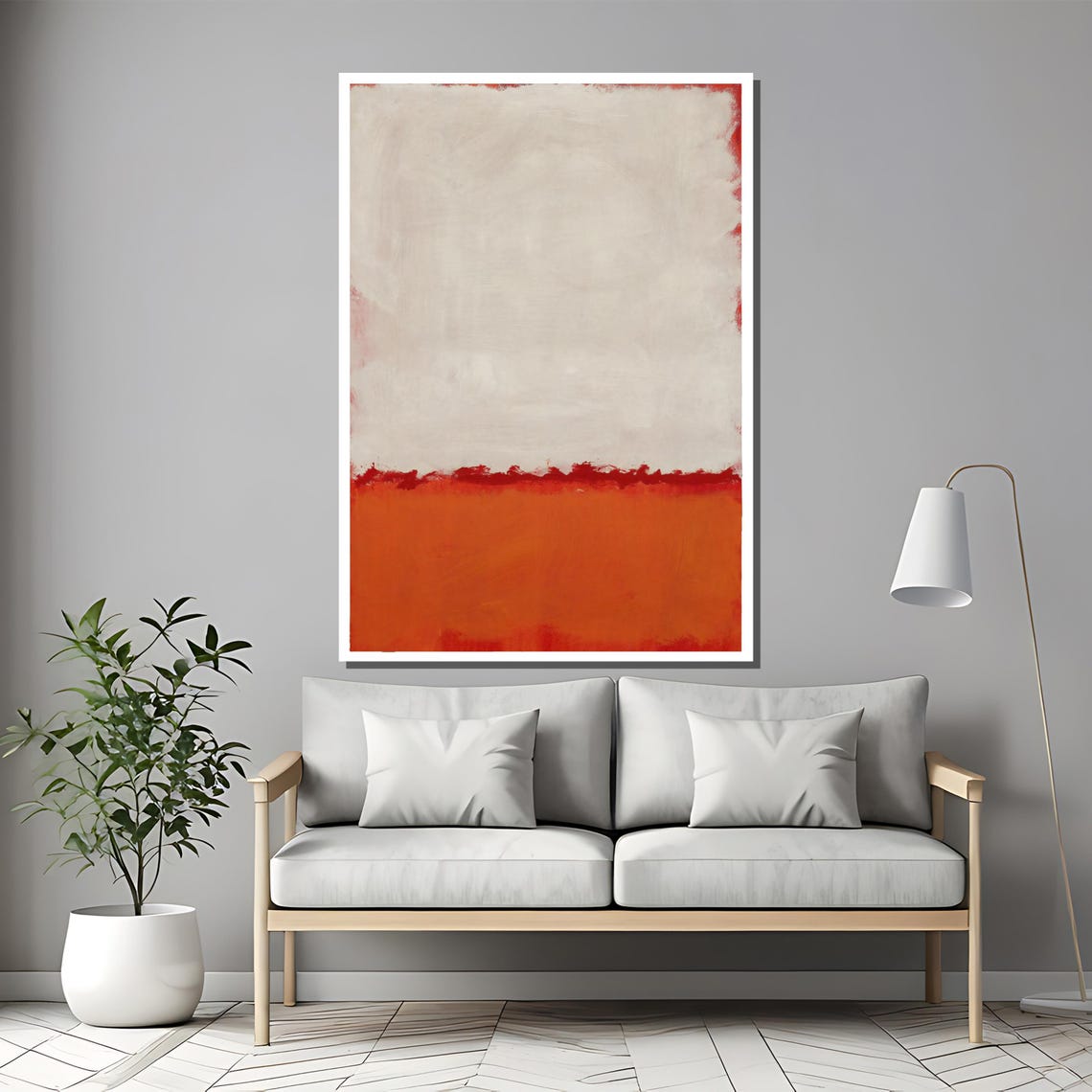 Rothko Style White And Vibrant Orange Color Field Abstract Poster - Image 2
