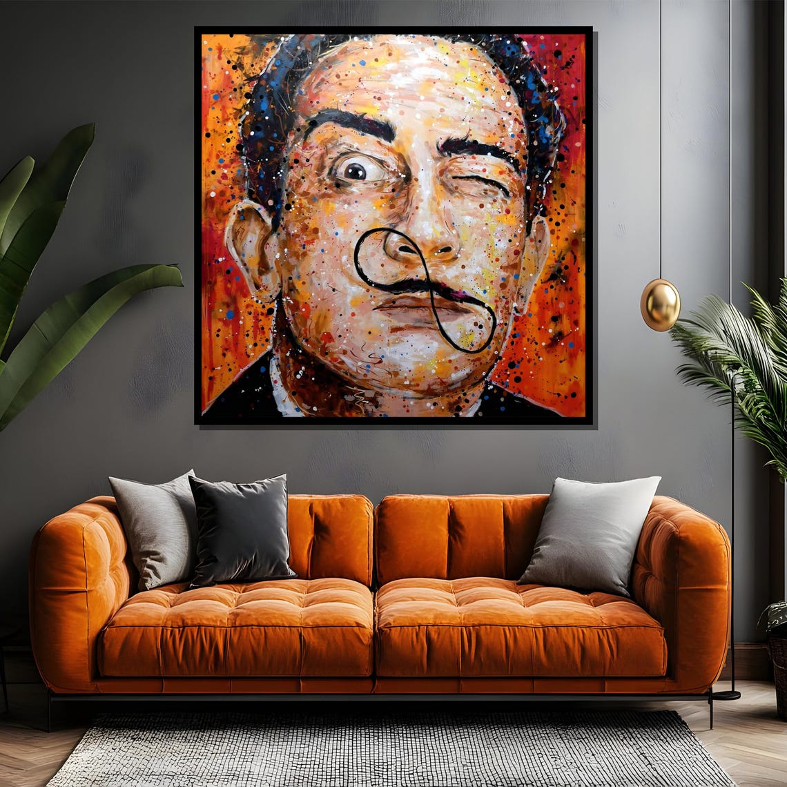 Salvador Dali Portrait with Iconic Mustache in Splatter Art Poster - Image 4