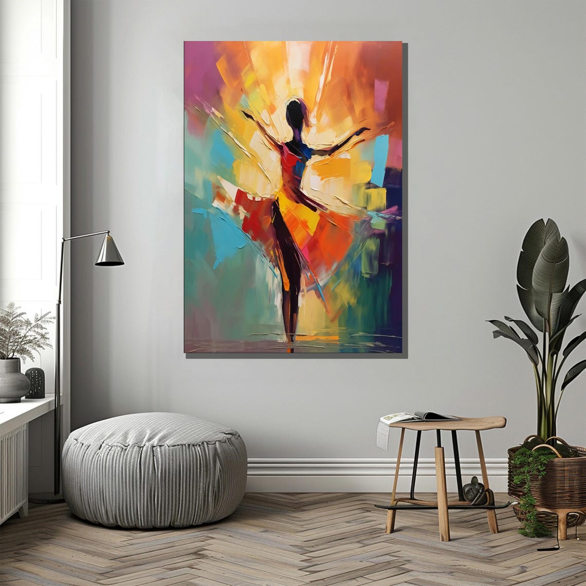 Vibrant Abstract Ballerina Painting Colorful Dance Wall Art Unique Artistic Gift For Modern Home Decor - Image 2