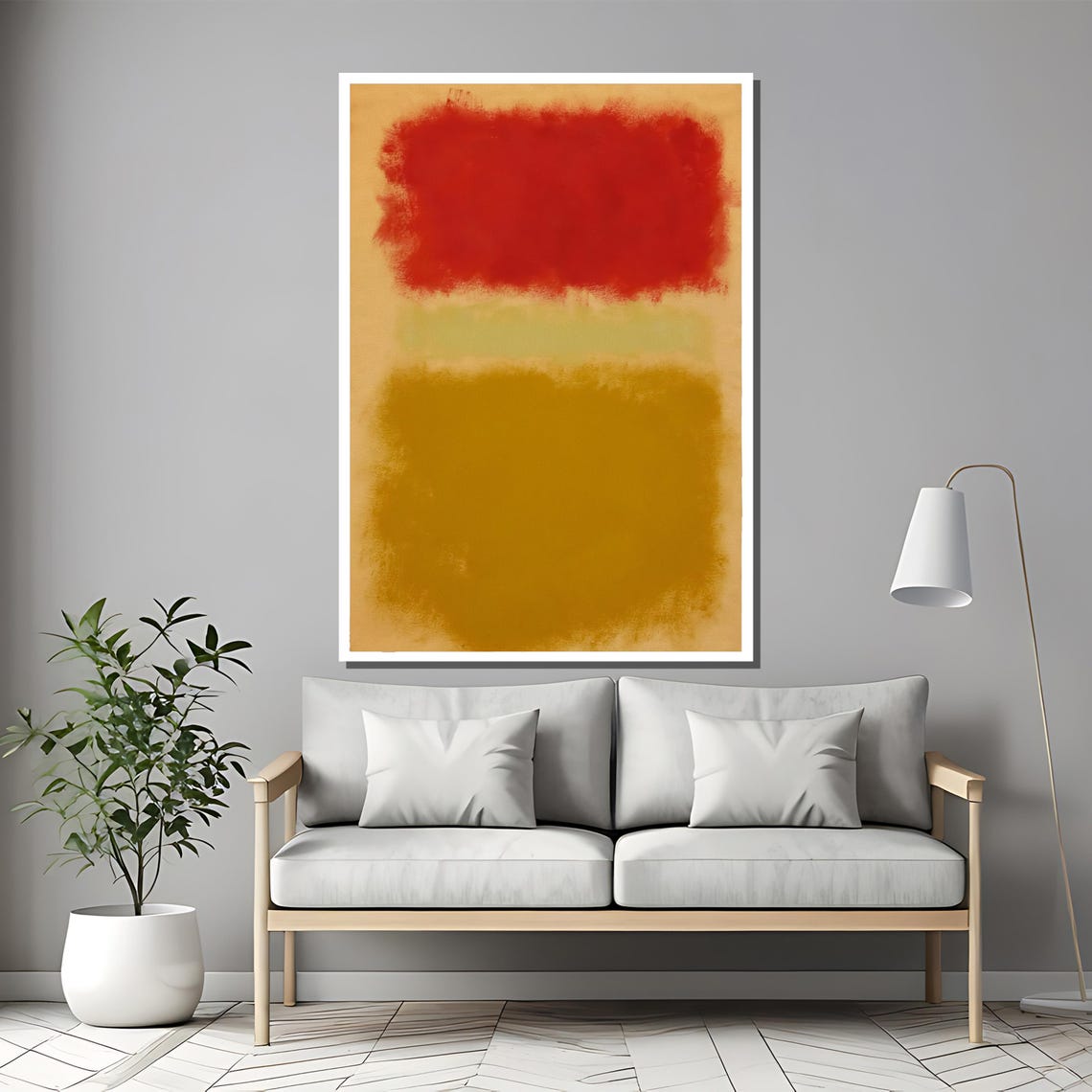 Bold Crimson Red And Golden Mustard Warm Color Block Art Poster - Image 2