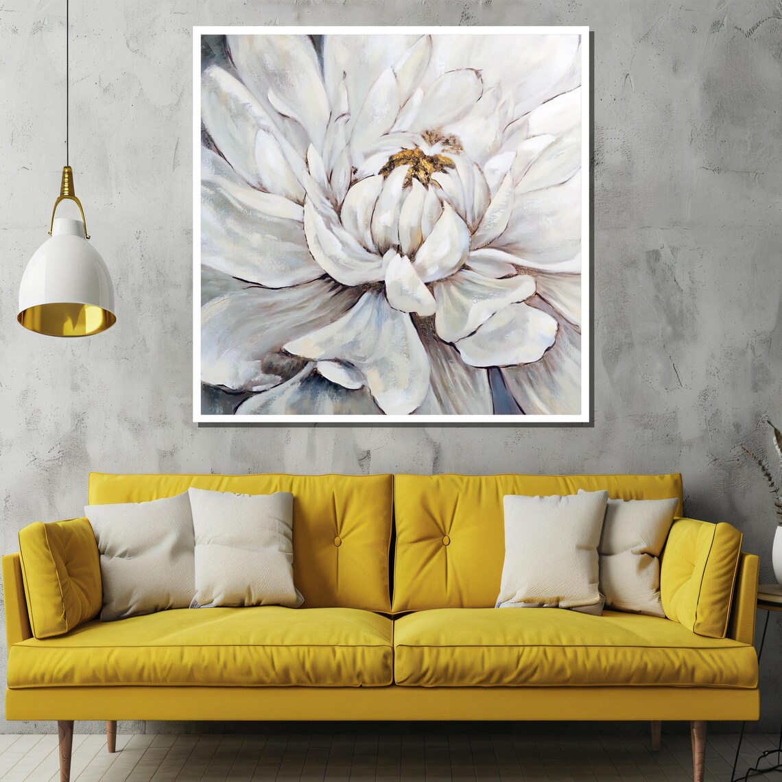 Elegant White Peony Bloom Close-Up Botanical Painting Poster - Image 2