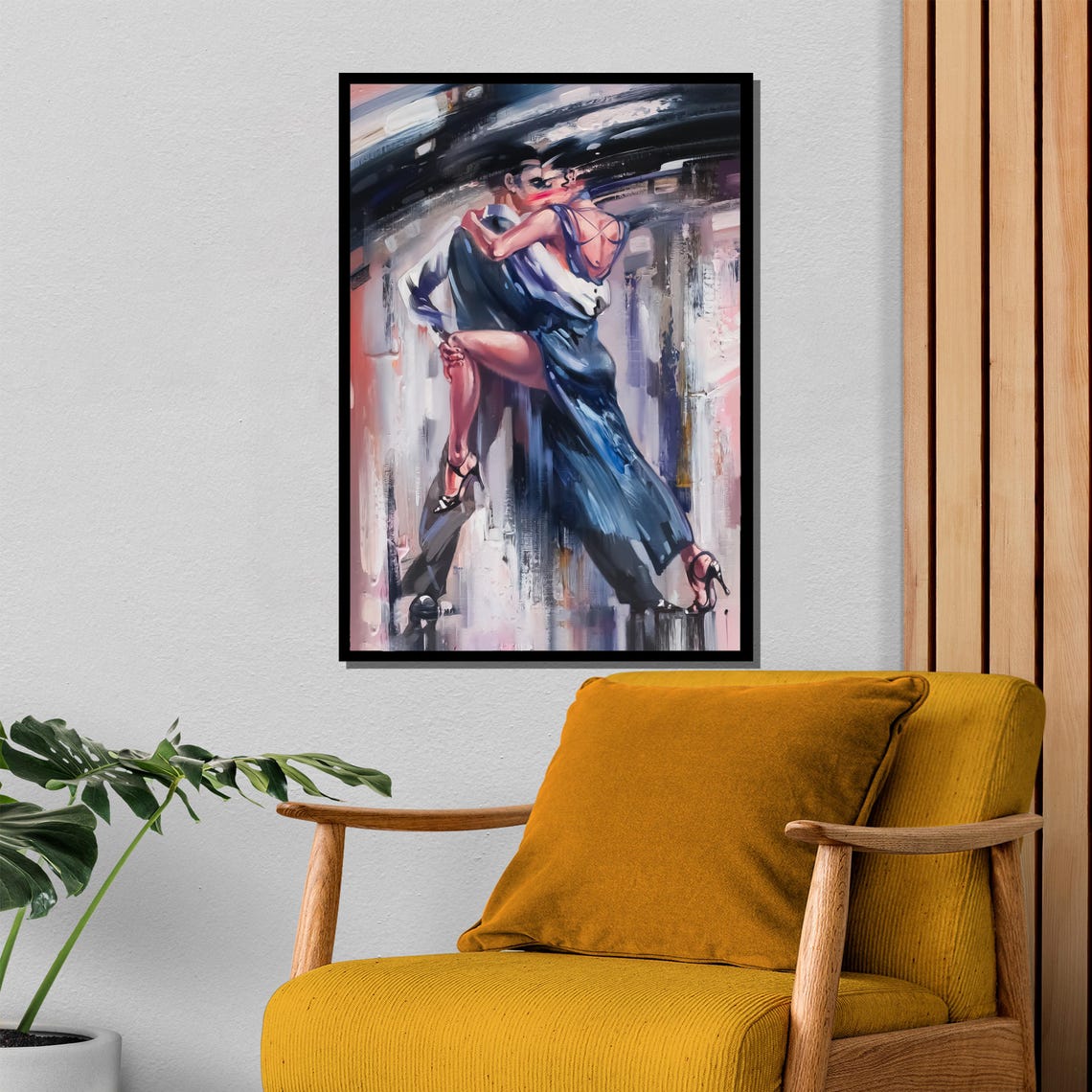 Dynamic Tango Couple Painting Elegant Romantic Wall Art Gift For Dance Enthusiasts And Modern Home Decor - Image 4