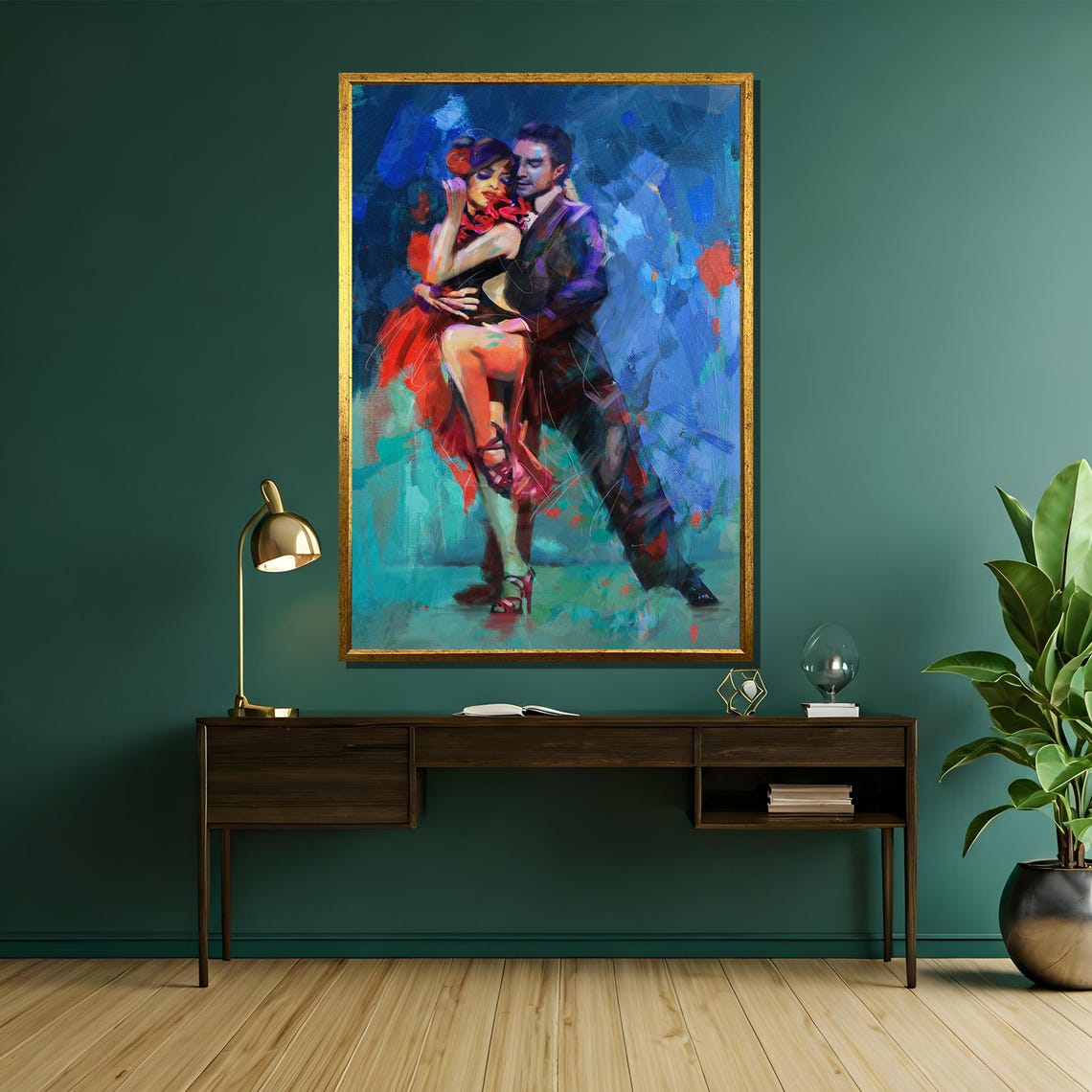Passionate Tango Dance Painting Romantic Couple Wall Art Gift Vibrant Dance Themed Artwork For Elegant Home Decor - Image 5