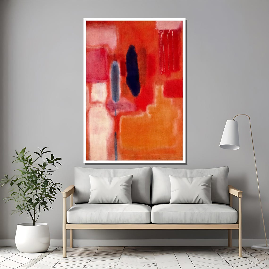 Rothko-Style Vibrant Red Orange Blue Abstract Expressionist Poster - Image 2