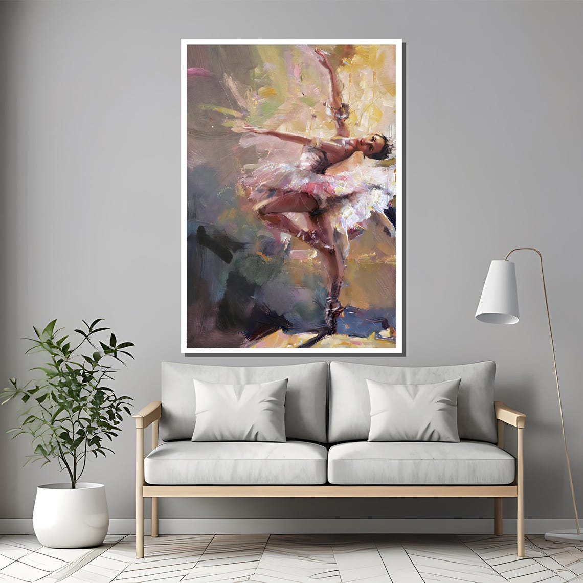 Ballerina in Pastel Tutu Impressionist Mid-Dance Painting Poster - Image 2