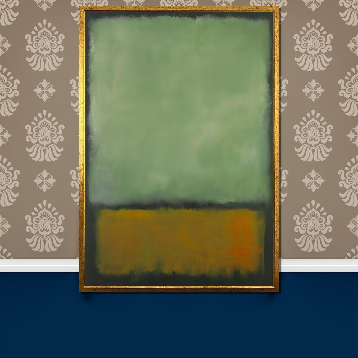 Rothko-Inspired Green And Ochre Abstract Art Print