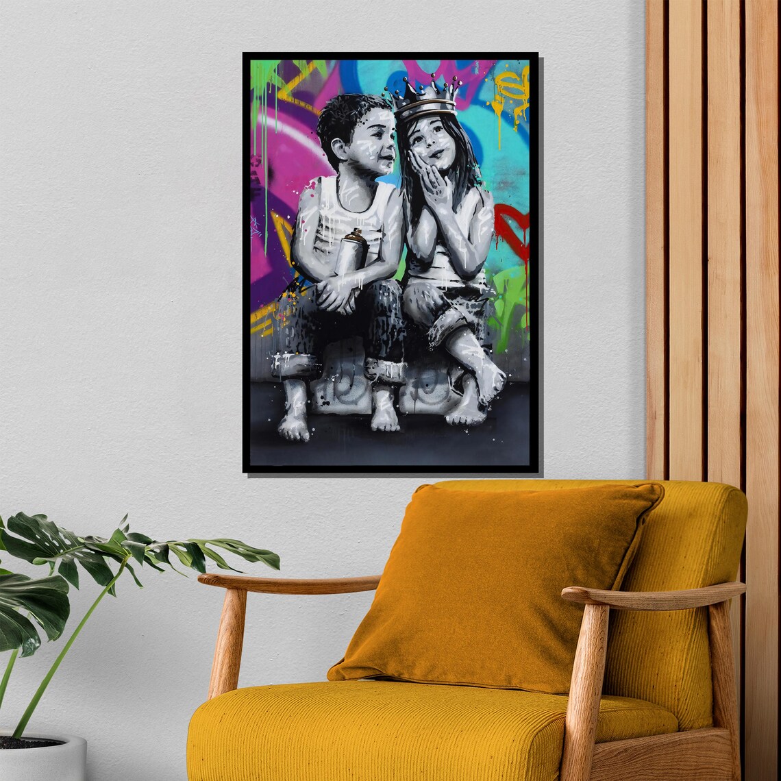 Graffiti Kids With Crown Street Art Children Painting Poster - Image 4