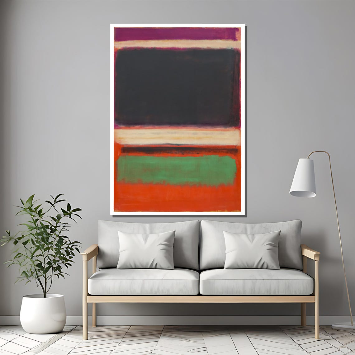 Rothko Style Black Green And Orange Layered Abstract Painting Poster - Image 2