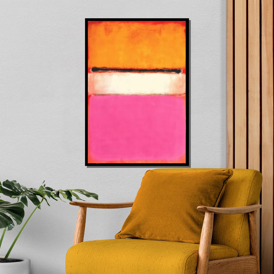 Rothko-Style Bright Pink Orange Soft Block Color-Field Art Poster - Image 4