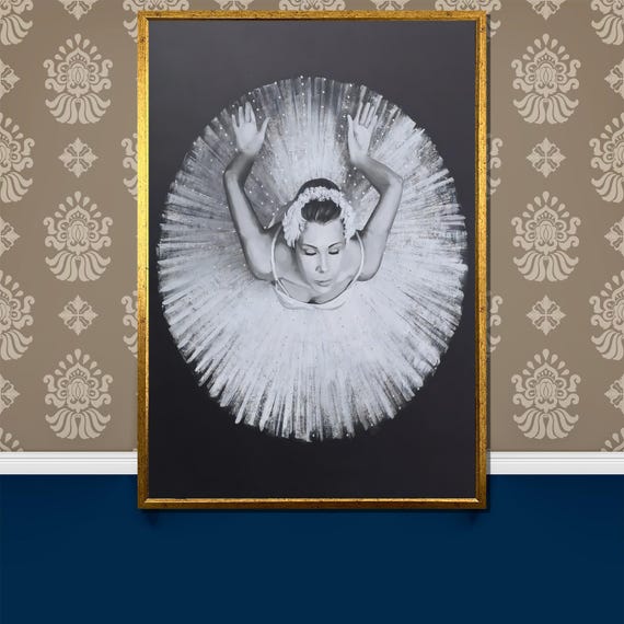 Graceful Ballet Dancer Painting Black And White Artistic Wall Decor Timeless Gift For Dance And Art Lovers