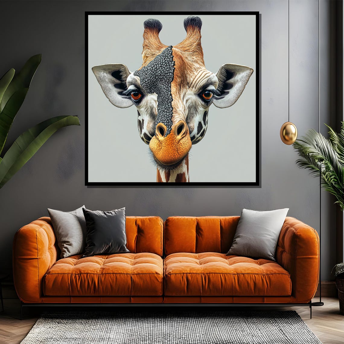 Split Soul Surreal Giraffe Hybrid Portrait Modern Fantasy Art Poster - Image 4