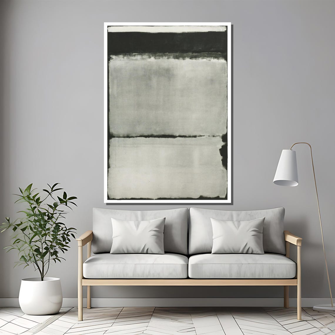 Muted Grey Color Field Abstract In Soft Dove Tones Minimalist Poster - Image 2