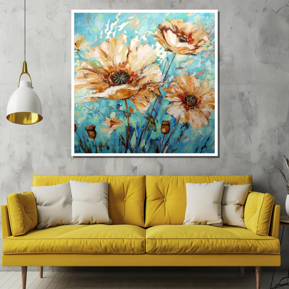 Hand Painted Wildflowers Against a Bright Blue Summer Sky Poster - Image 2