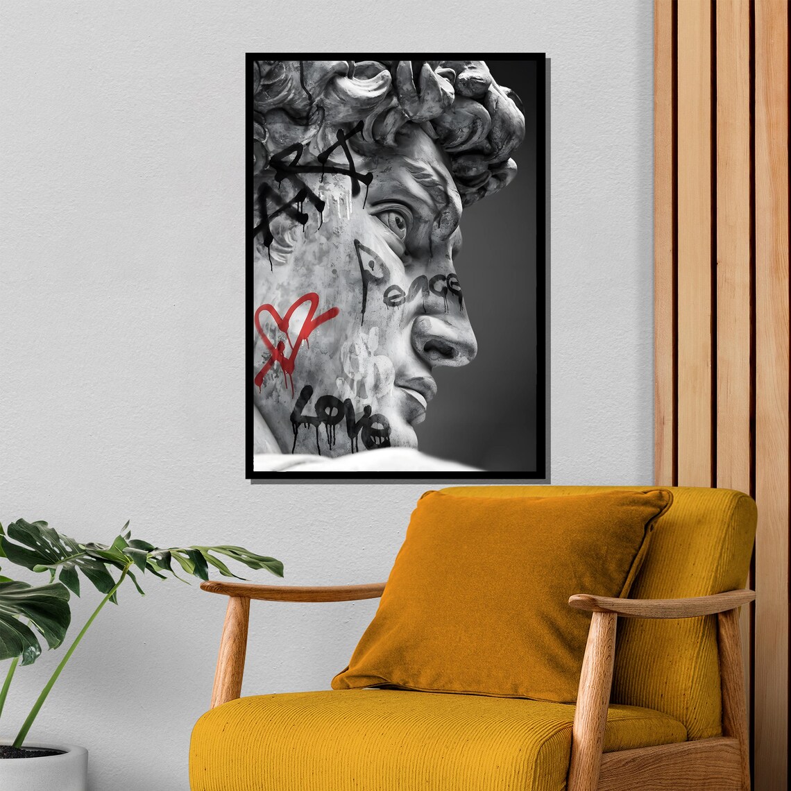 Classic Meets Street Art Statue, Graffiti Art Print - Image 4