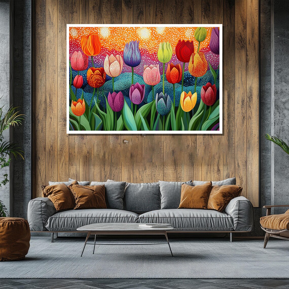 Tulip Garden Painting, Colorful Spring Flower Art Print - Image 2