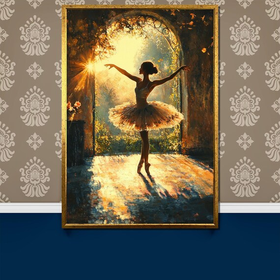 Ballerina In Golden Light Arched Garden Doorway Ballet Art Poster