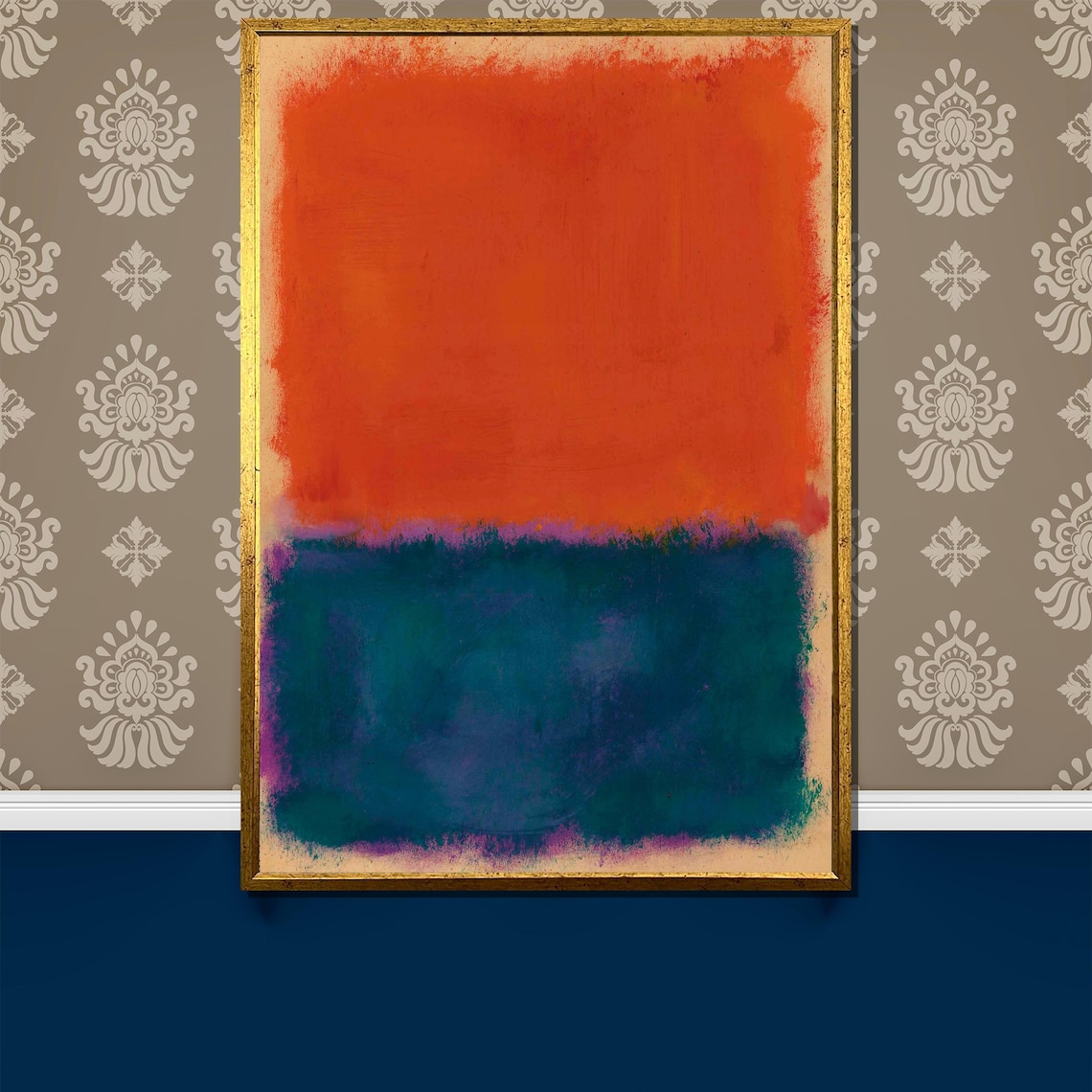 Rothko Style Deep Orange And Teal Layers Color Field Abstract Poster