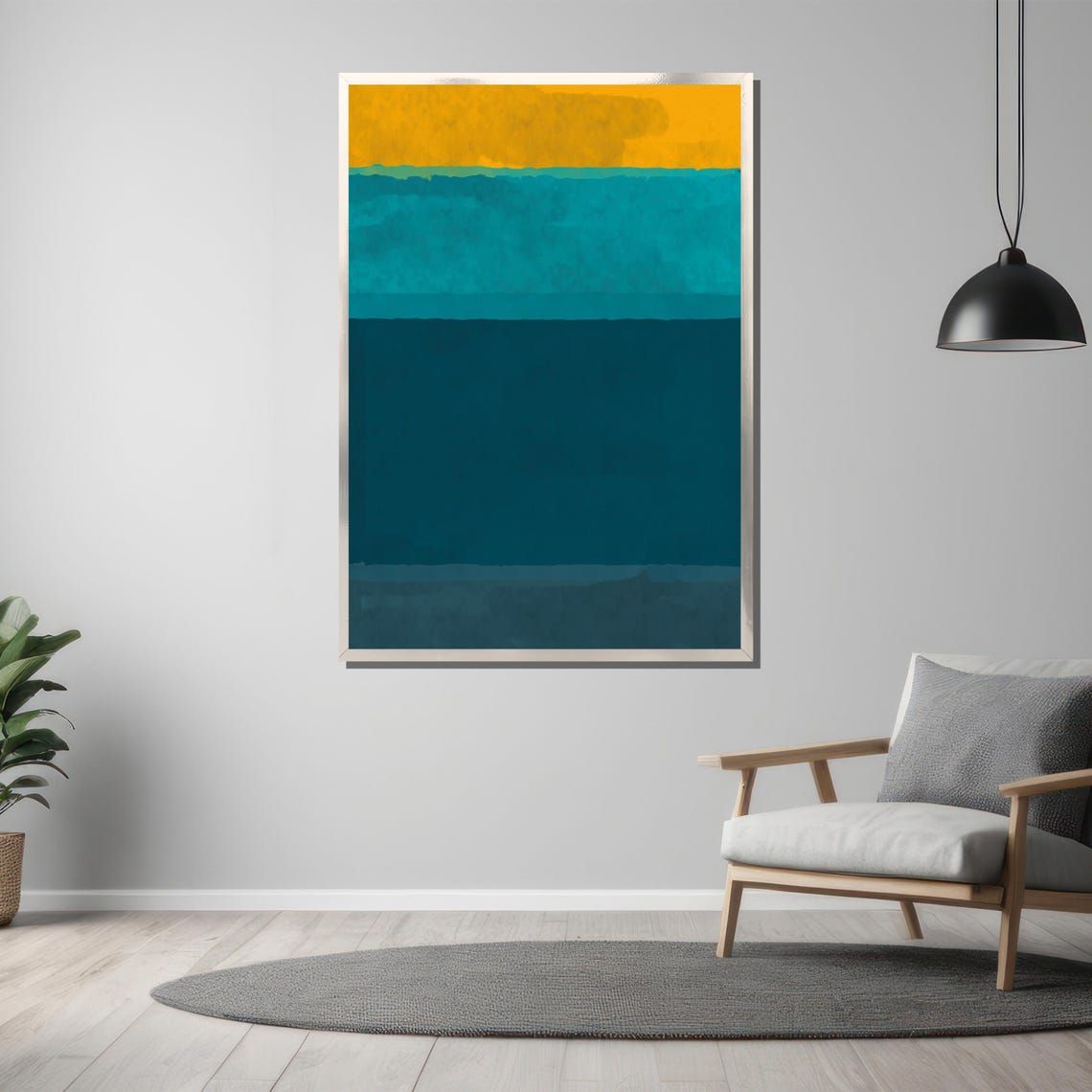 Golden Yellow Turquoise And Deep Teal Ocean Fresh Abstract Poster - Image 3
