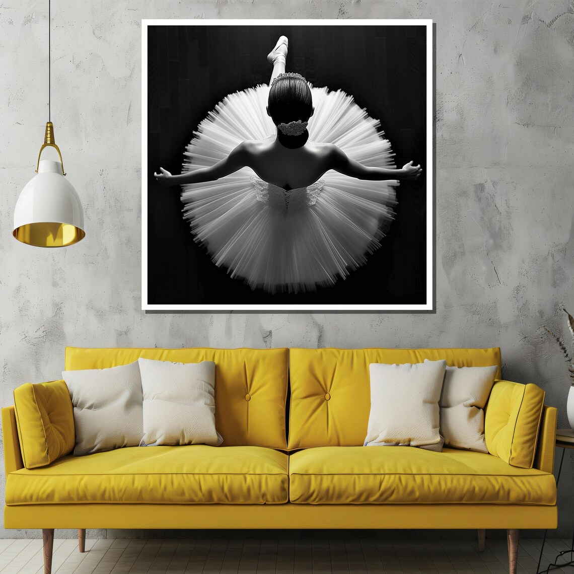 Black and White Ballerina Tutu Overhead Pose Elegant Art Poster - Image 2