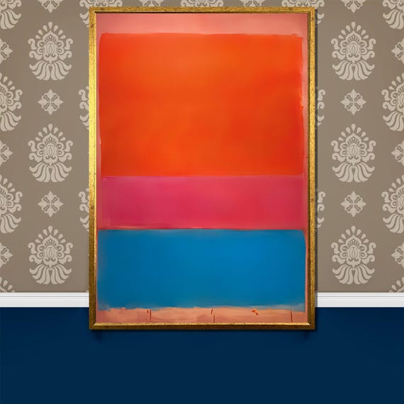 Vibrant Abstract Painting In Bold Orange Pink And Blue Contemporary Art Gift For Modern Home Interiors