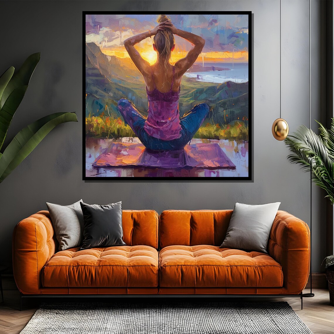 Sunrise Yoga Over Mountain Lake Peaceful Meditation Art Poster - Image 4