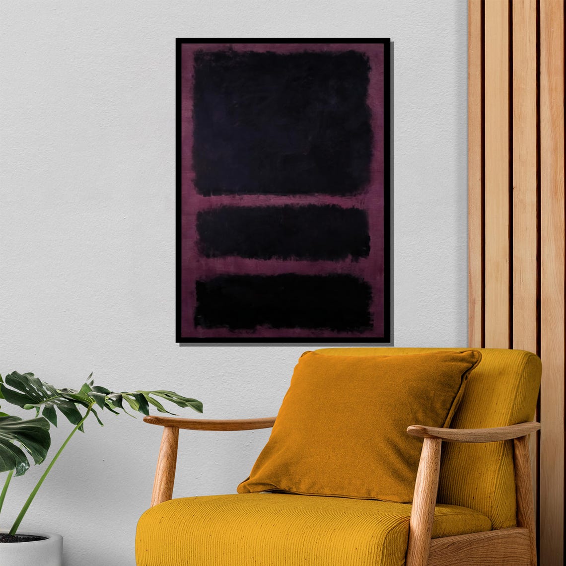 Rothko-Style Dark Plum Black Banded Color-Field Abstract Poster - Image 4