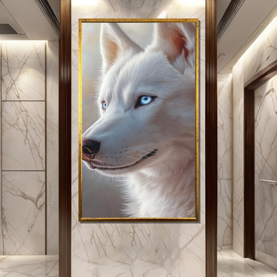 Arctic Blue White Husky Portrait With Piercing Blue Eyes Poster