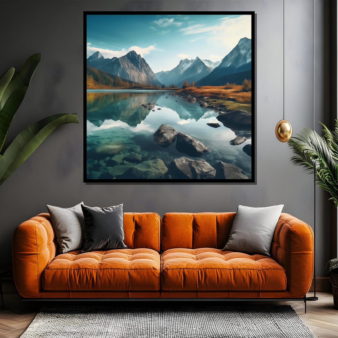 Alpine Lake Mirror Reflection Snowy Mountain Landscape Poster - Image 4