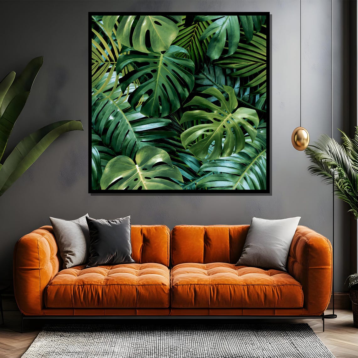 Lush Green Tropical Monstera Leaves Dense Jungle Wall Poster - Image 4