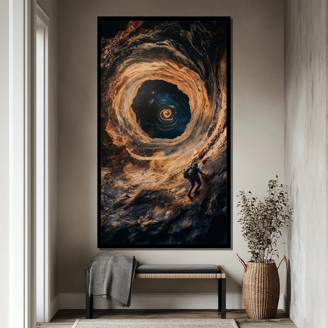 Explorer Descending Into a Cosmic Cave Portal Sci Fi Art Poster - Image 4