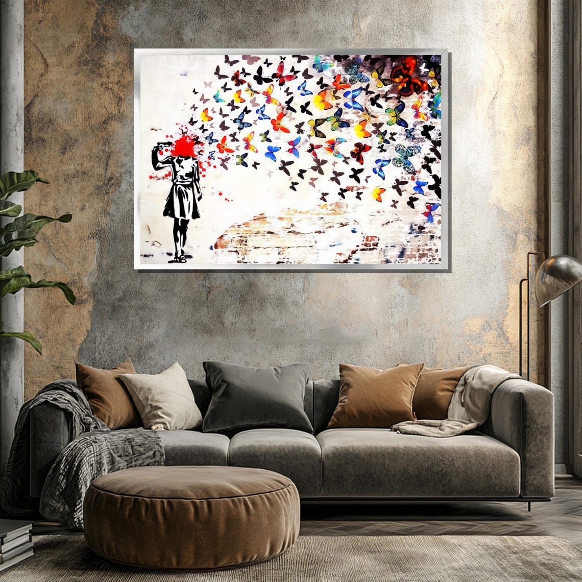 Butterfly Explosion Graffiti Stencil Girl Spray Can Art Poster - Image 3