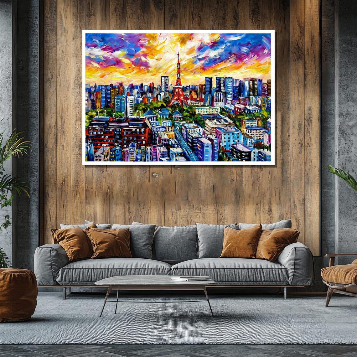 Tokyo Tower at Sunset Colorful City Skyline Japan Painting Poster - Image 2