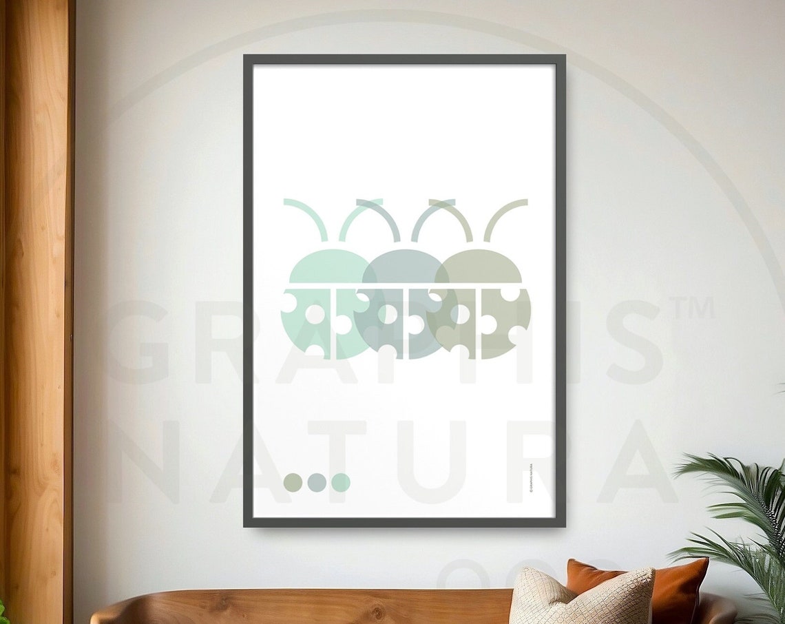 Ladybug Art Print Ladybug Wall Art Print Pastel Ladybug Poster Blue Green Ladybugs Wildlife Wall Art Nature Inspired Art Modern Decor - Image 5