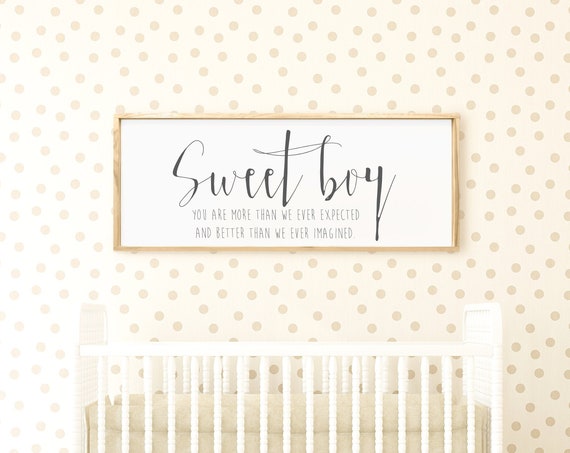Sweet Boy Nursery Quote, Baby Boy Room Wall Art Print
