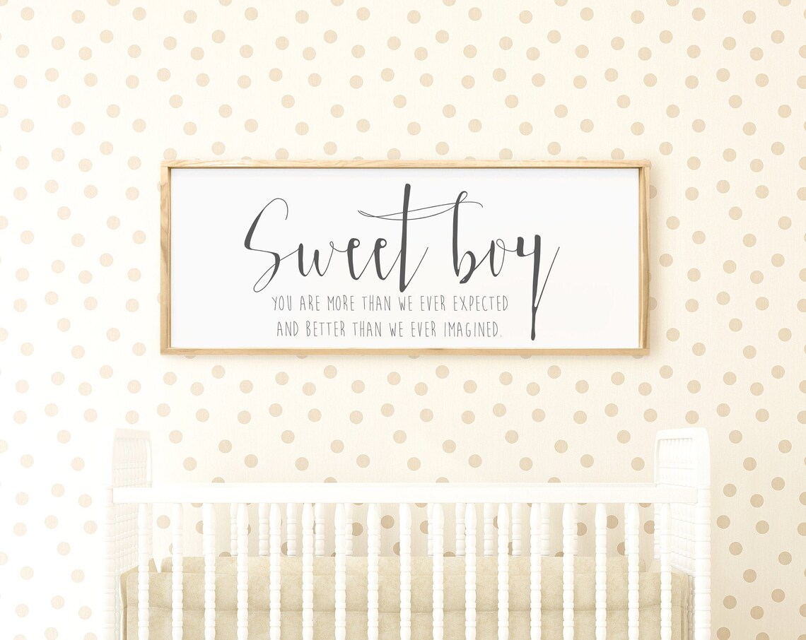 Sweet Boy Nursery Quote, Baby Boy Room Wall Art Print