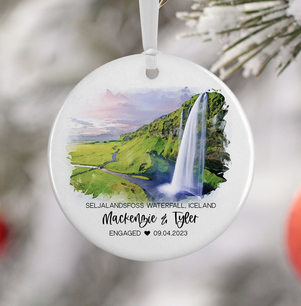 Custom Iceland Ornament Seljalandsfoss Travel Poster