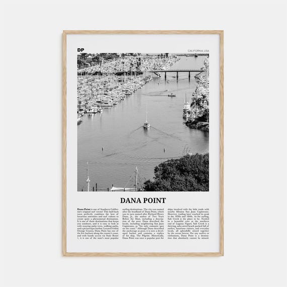 Dana Point Black and White Travel Poster, California