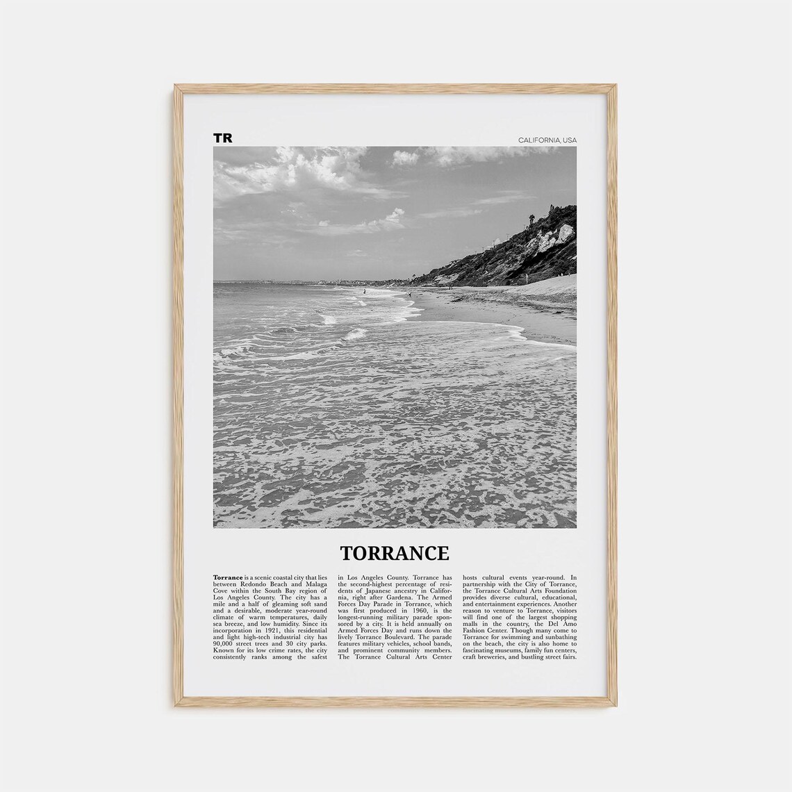 Torrance Black and White California Travel Poster