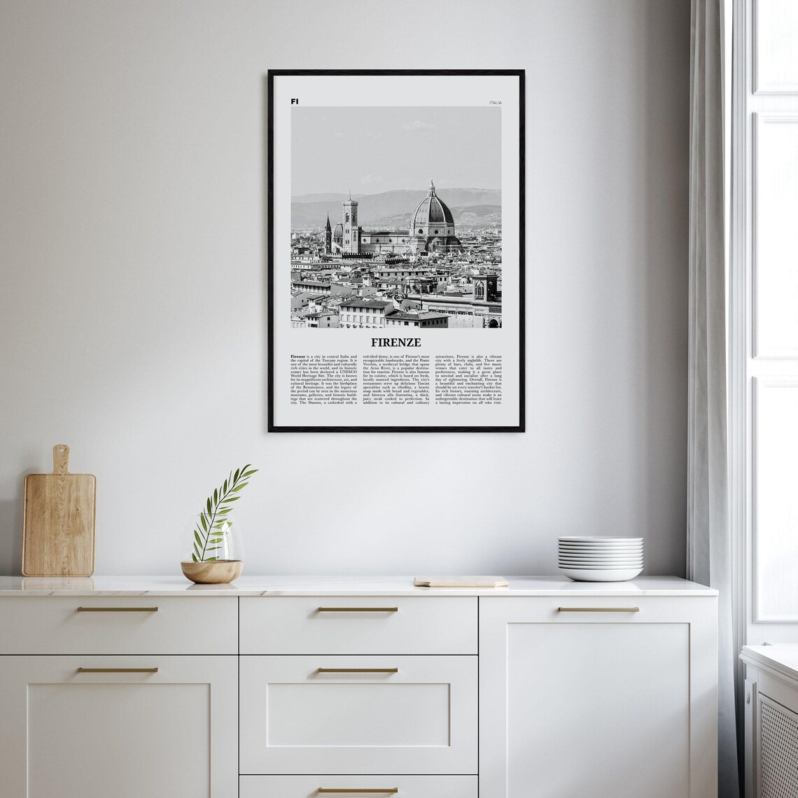 Firenze Black and White Map Travel Poster - Image 2