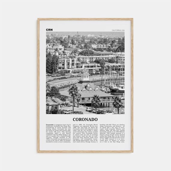 Coronado Black And White Travel Poster, California