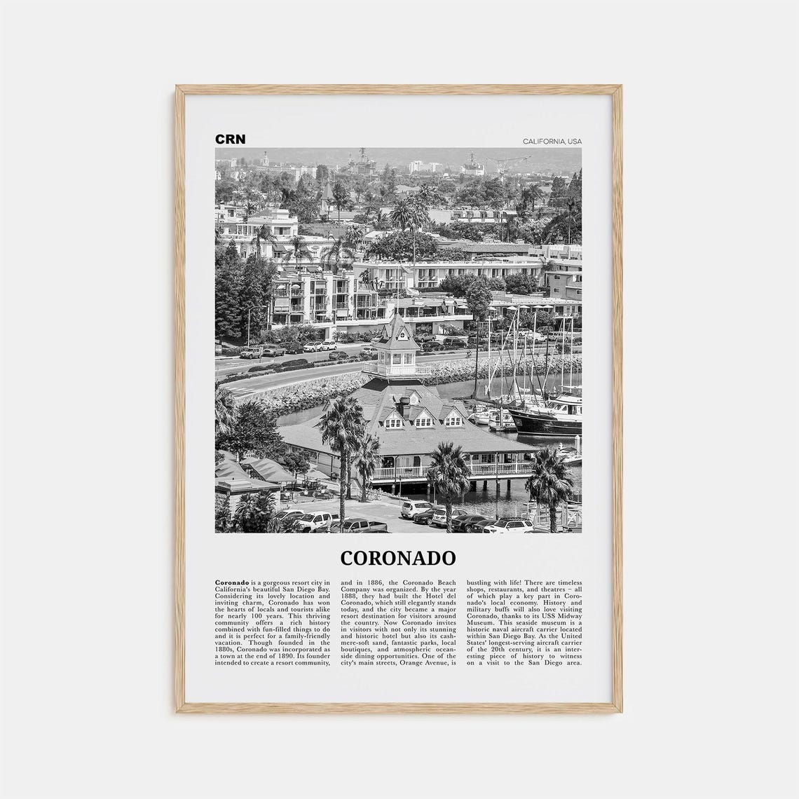 Coronado Black And White Travel Poster, California