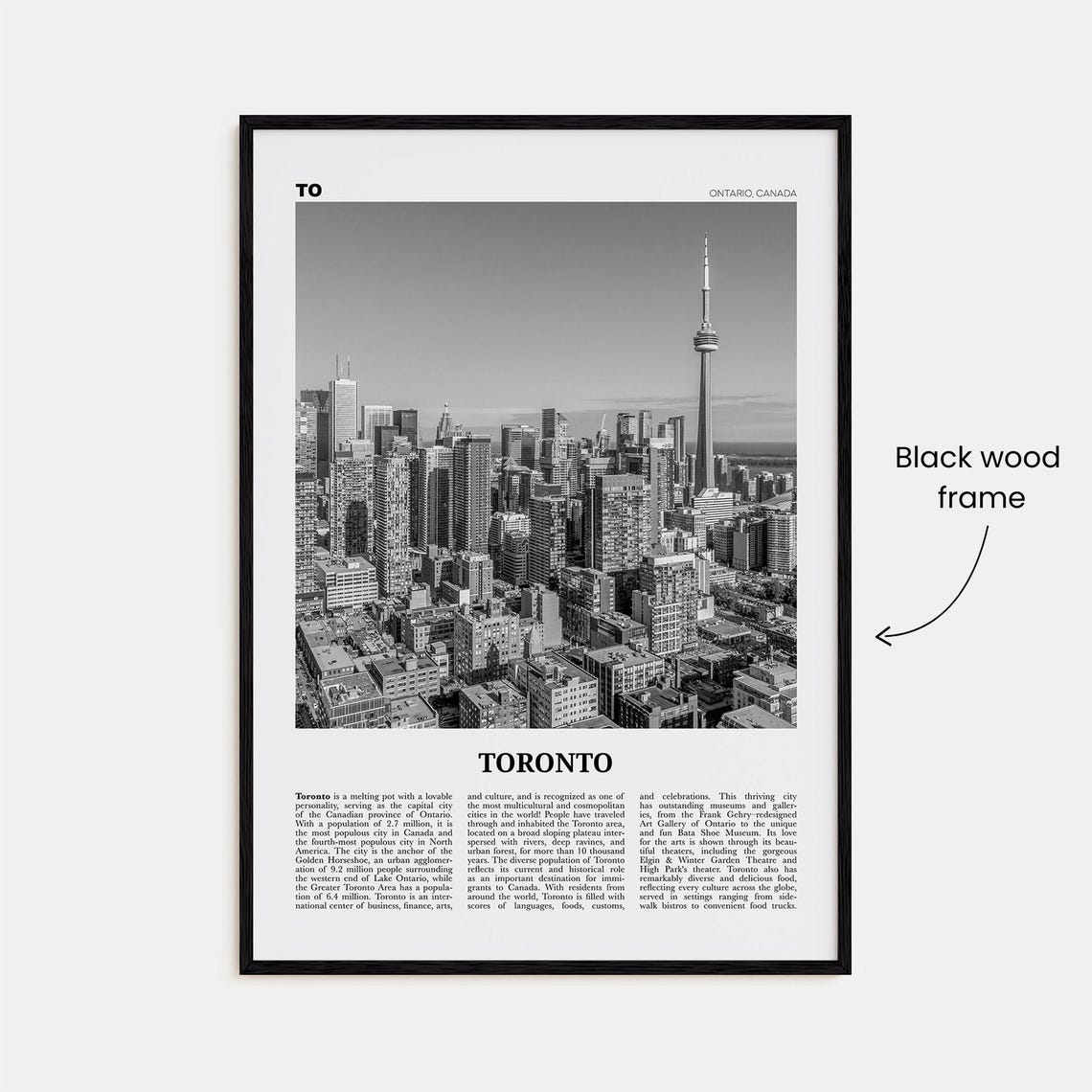 Toronto Black and White Travel Poster, Ontario - Image 3