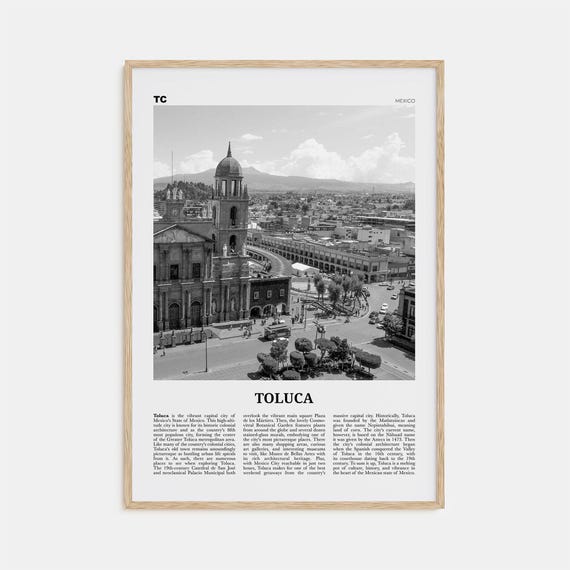 Toluca Black and White Travel Poster, Mexico Art Print