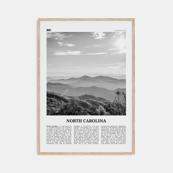 North Carolina Black-and-White Travel Poster Print