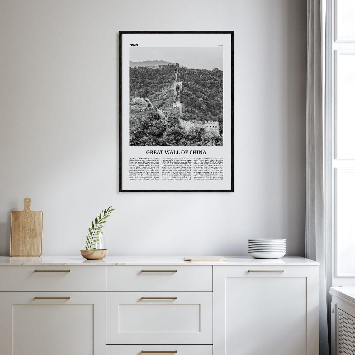 Great Wall Of China Print Black And White Great Wall Of China Wall Art Great Wall Of China Poster Great Wall Of China Photo - Image 2